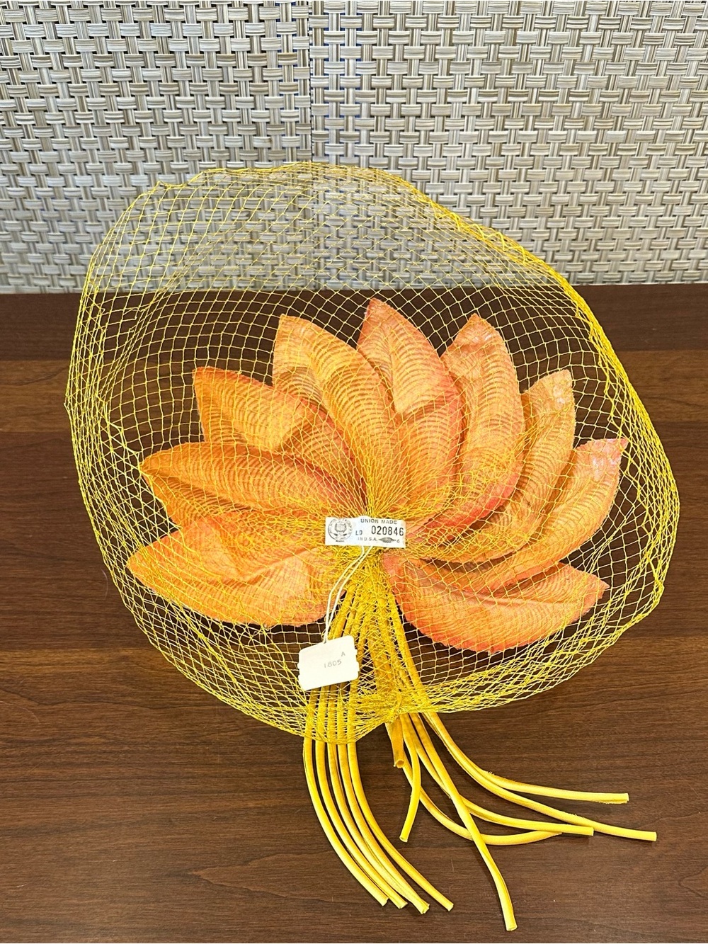 🌟HP🌟VTG 1950s/60s "New Old Stock" Peachy Floral Fascinator ILGWU Union USA Made - Picture 8 of 10
